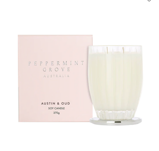 Pepperment Grove Soy Candle - Austin and Oud 370g
